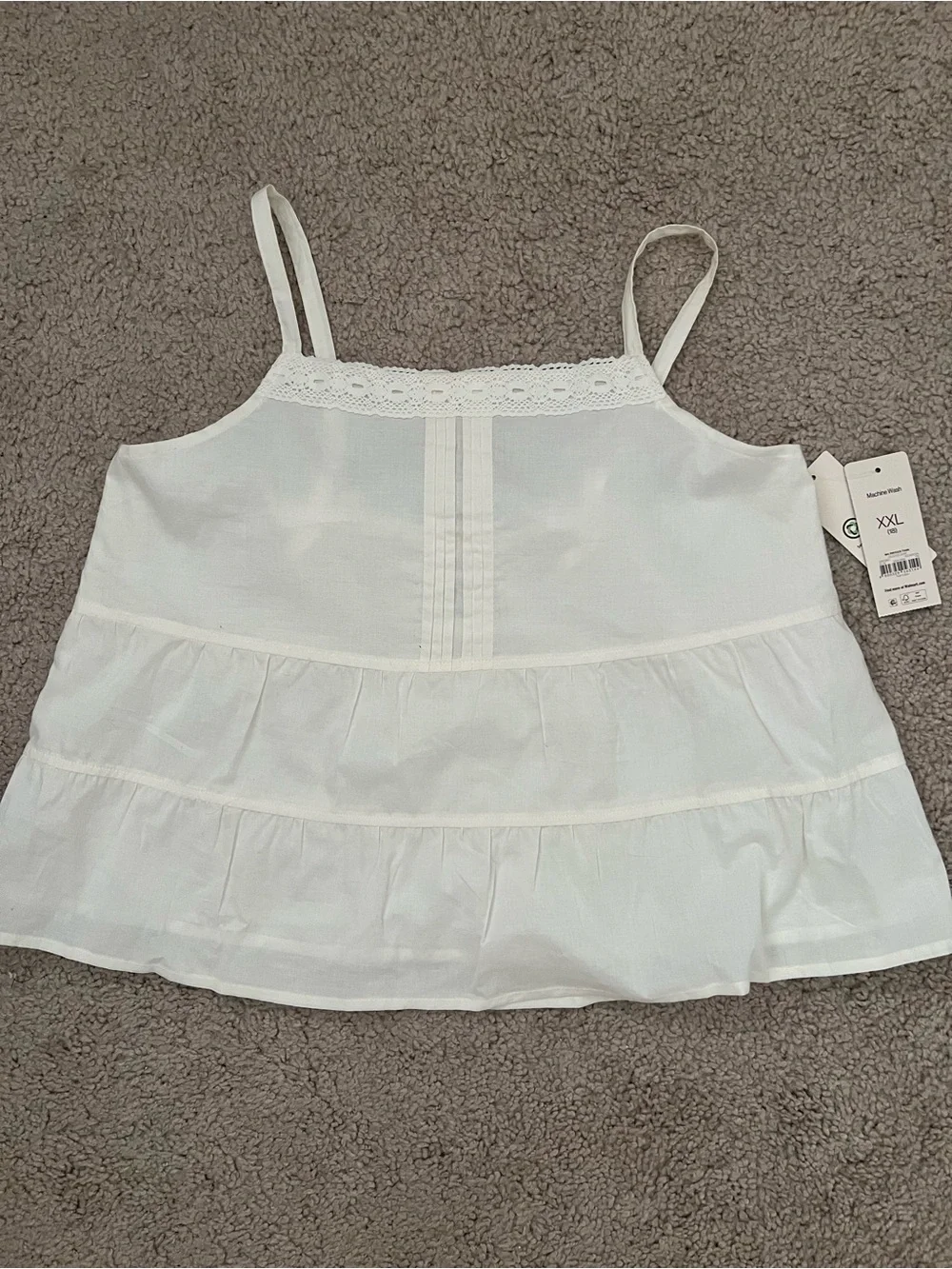 White Lace-Trim Tiered Camisole Chemise - Classic Sleepwear